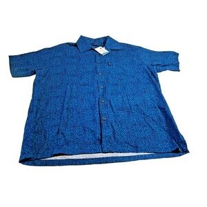 AISOKULA FIJI | Men's Short Sleeve Shirt | XL | Blue on Black | Cotton
